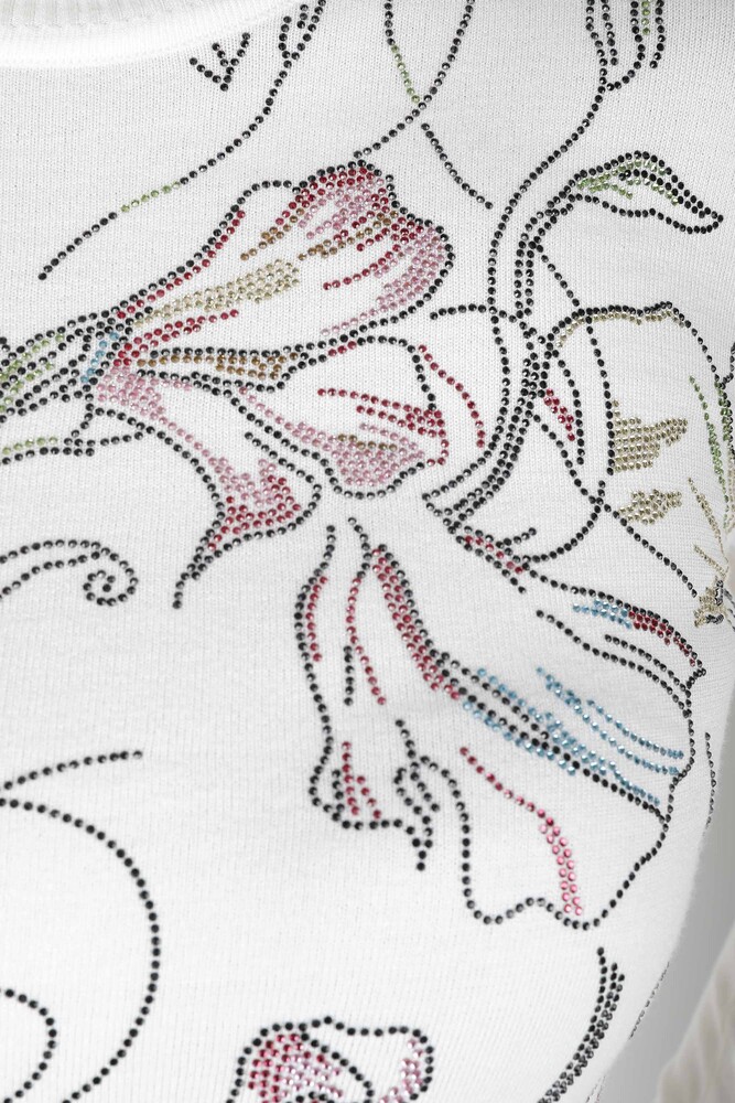 Maglieria Maglia Ricamata Pietra Colorata Ecru - 30593 | KAZEE (Set da 4 M-L-XL-2XL) - 2