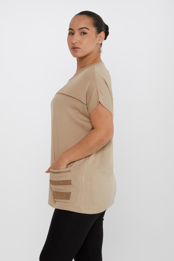 Maglieria Maglione con dettaglio tasca Beige - 30765 | KAZEE (Set da 4 L-XL-2XL-3XL) - 2