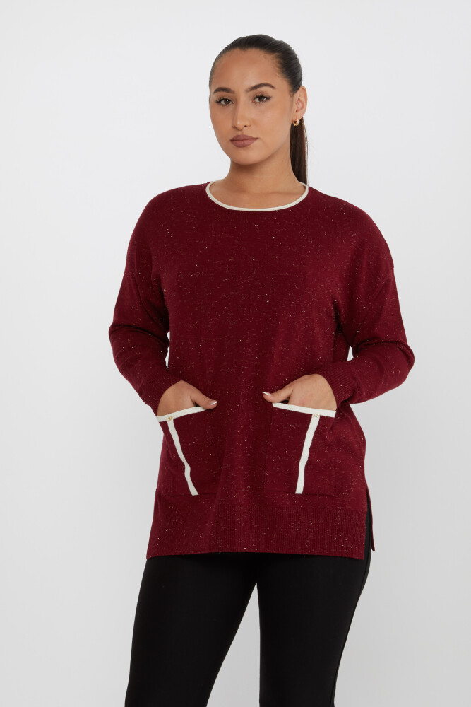Maglieria Maglione con dettaglio tasca Bordeaux Rosso - 31390 | KAZEE (Set di 3 XL-2XL-3XL) - 2