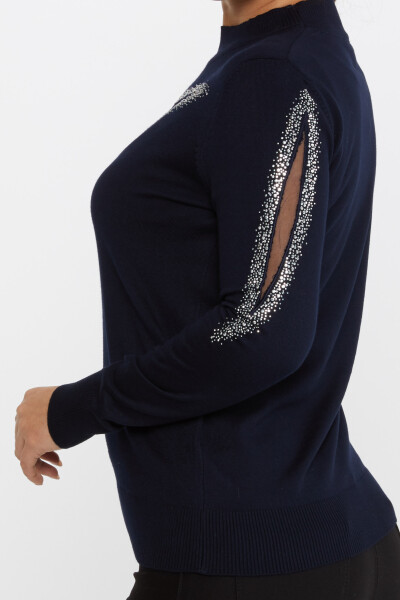 Maglieria Maglione Ricamato Pietra Blu Navy - 30090 | KAZEE (Set da 4 M-L-XL-2XL) - 4