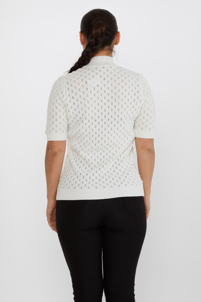 Maglieria Maglione Trasparente Dettagliato Ecru - 30035 | KAZEE (Set di 4 S-M-L-XL) - 5