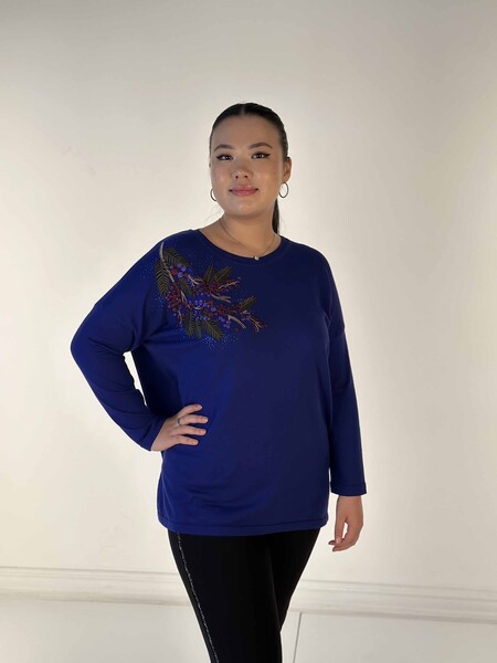 Maglione di maglieria da donna all'ingrosso con ricamo in pietra a maniche lunghe Saks - 30750 | KAZEE - 3