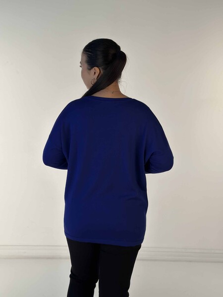 Maglione di maglieria da donna all'ingrosso con ricamo in pietra a maniche lunghe Saks - 30750 | KAZEE - 4