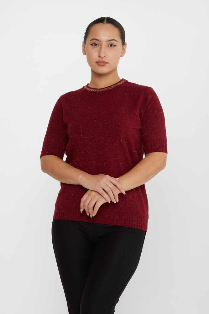 Maglione in maglia a maniche corte rosso bordeaux - 31611 | KAZEE (Set di 3 S-M-L) - 1
