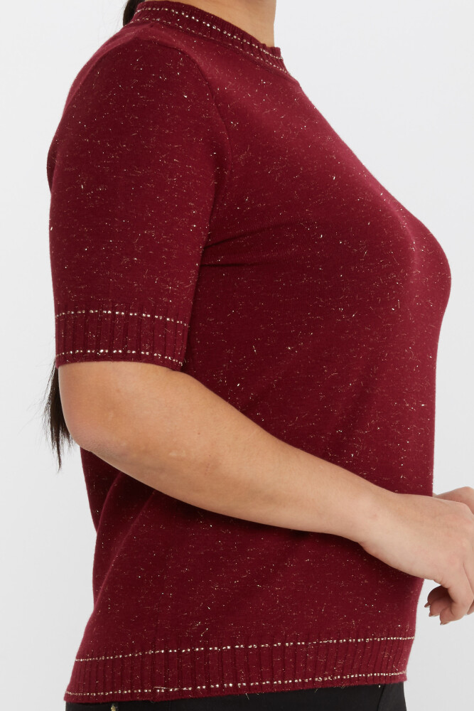 Maglione in maglia a maniche corte rosso bordeaux - 31626 | KAZEE (Set di 3 M-L-XL) - 4