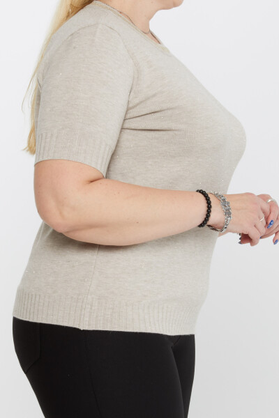 Maglione in maglia con collo glitterato e dettagli in visone - 31610 | KAZEE (Set di 3 XL-2XL-3XL) - 3