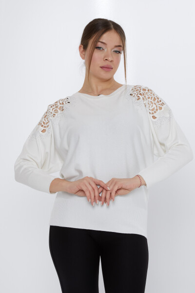 Maglione in Maglia con Dettaglio Decollete Ecru - 31288 | KAZEE (Set di 3 M-L-XL) - 2