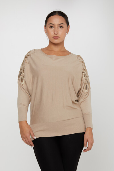 Maglione in maglia con dettaglio sulle spalle Beige - 30931 | KAZEE (Set di 4 M-L-XL-2XL) - 2