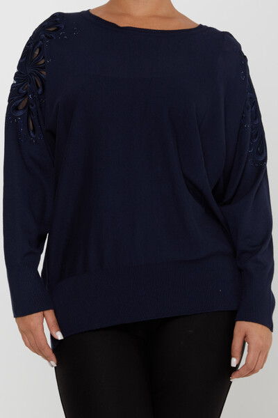 Maglione in maglia con dettaglio sulle spalle blu navy - 30931 | KAZEE (Set di 4 M-L-XL-2XL) - 3