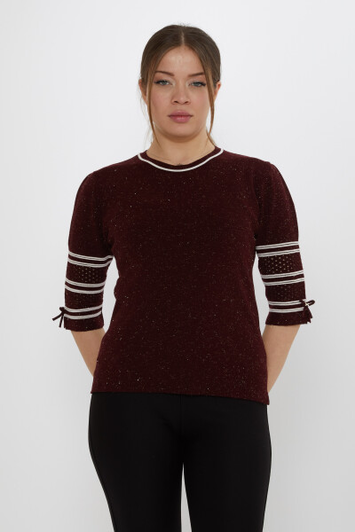 Maglione in maglia con maniche dettagliate color prugna - 31316 | KAZEE (Set di 3 M-L-XL) - Kazee