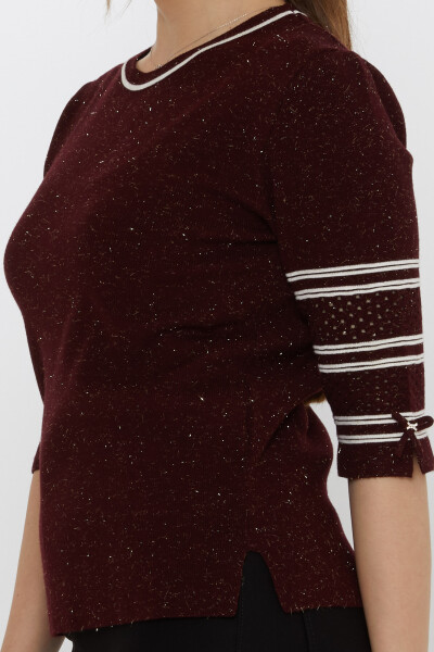 Maglione in maglia con maniche dettagliate color prugna - 31316 | KAZEE (Set di 3 M-L-XL) - 4