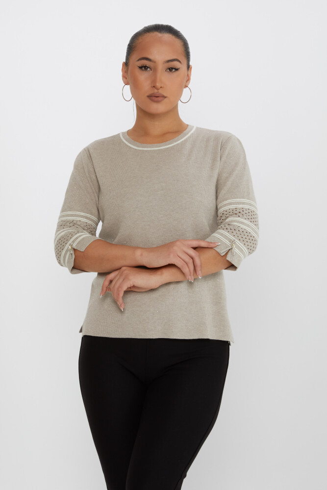 Maglione in maglia con maniche dettagliate in visone - 31316 | KAZEE (Set di 3 M-L-XL) - 2