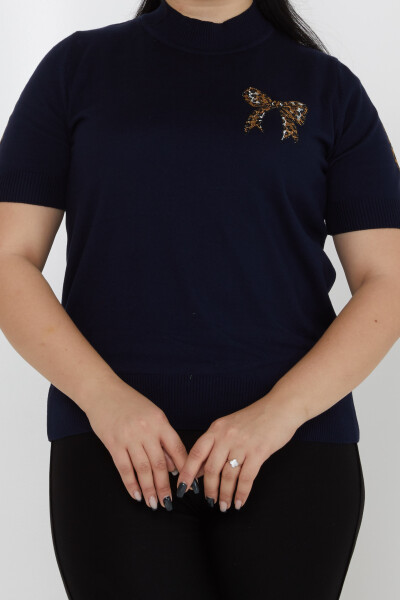 Maglione in maglia con nastro dettagliato blu navy - 31549 | KAZEE (Set di 3 L-XL-2XL) - 2