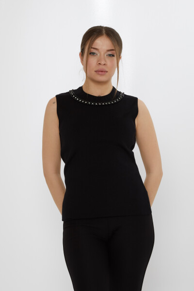 Maglione in maglia con perline e pietre ricamate nero - 31582 | KAZEE (Set di 3 M-L-XL) 