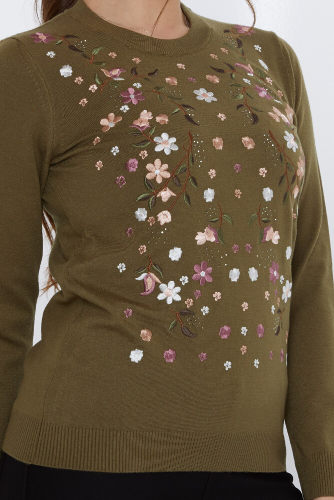 Maglione in maglia con ricamo colorato cachi - 31122 | KAZEE (Set di 3 M-L-XL) - 4