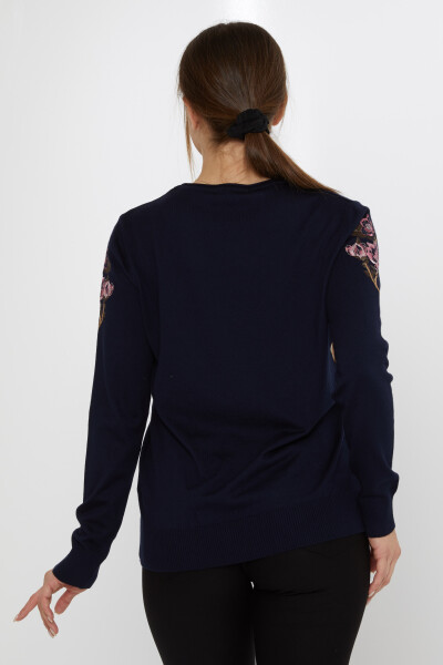 Maglione in maglia con ricamo floreale blu navy - 31673 | KAZEE (Set di 3 L-XL-2XL) - 5
