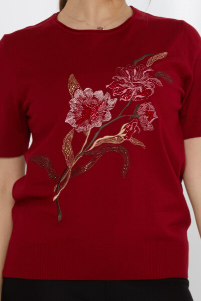 Maglione in maglia con ricamo floreale rosso bordeaux - 31725 | KAZEE (Set di 3 L-XL-2XL) - 3