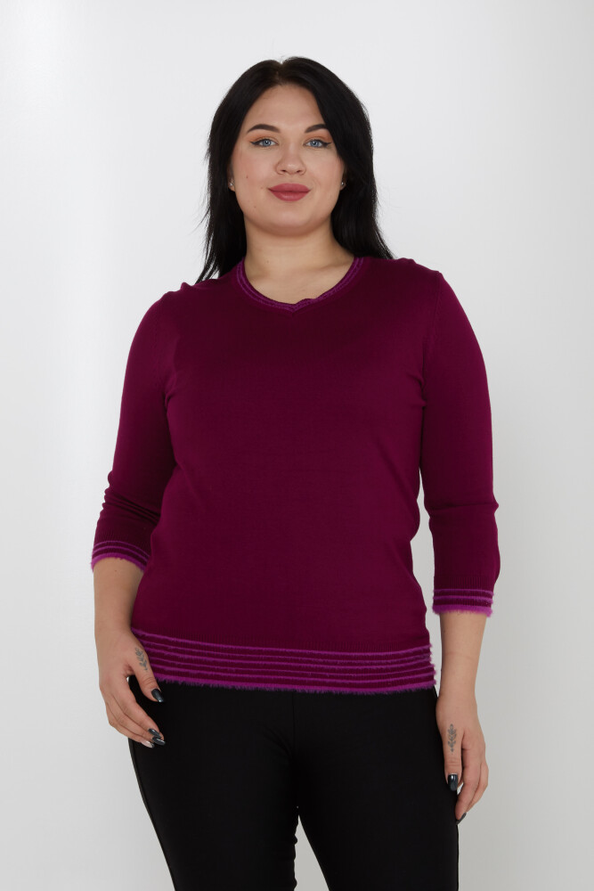 Maglione in maglia con scollo a V viola - 31353 | KAZEE (Set di 3 L-XL-2XL) - 1