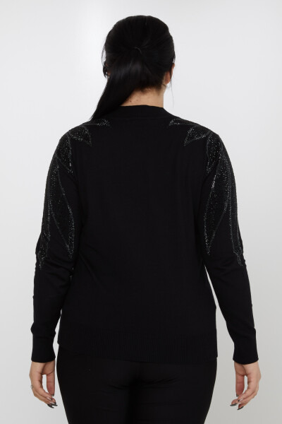 Maglione in Maglia con Spalle Ricamate in Pietra Nero - 31601 | KAZEE (Set di 3 M-L-XL) - 5