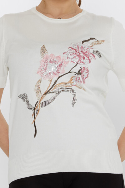 Maglione in Maglia Floreale Ricamato Ecrù - 31725 | KAZEE (Set di 3 L-XL-2XL) - 3