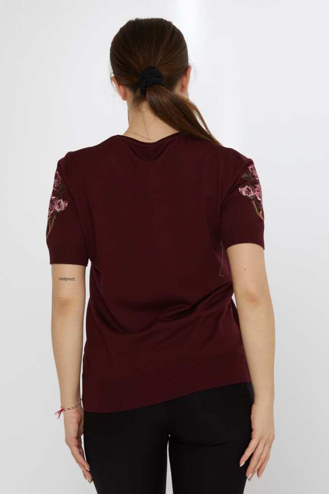 Maglione in maglia floreale ricamato prugna - 31725 | KAZEE (Set di 3 L-XL-2XL) - 5