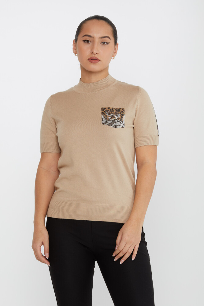 Maglione in Maglia Leopard Stone Ricamato Beige - 31623 | KAZEE (Set di 4 M-L-XL-2XL) - 1