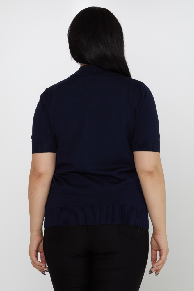 Maglione in maglia leopardato ricamato in pietra blu navy - 31565 | KAZEE (Set di 3 M-L-XL) - 5