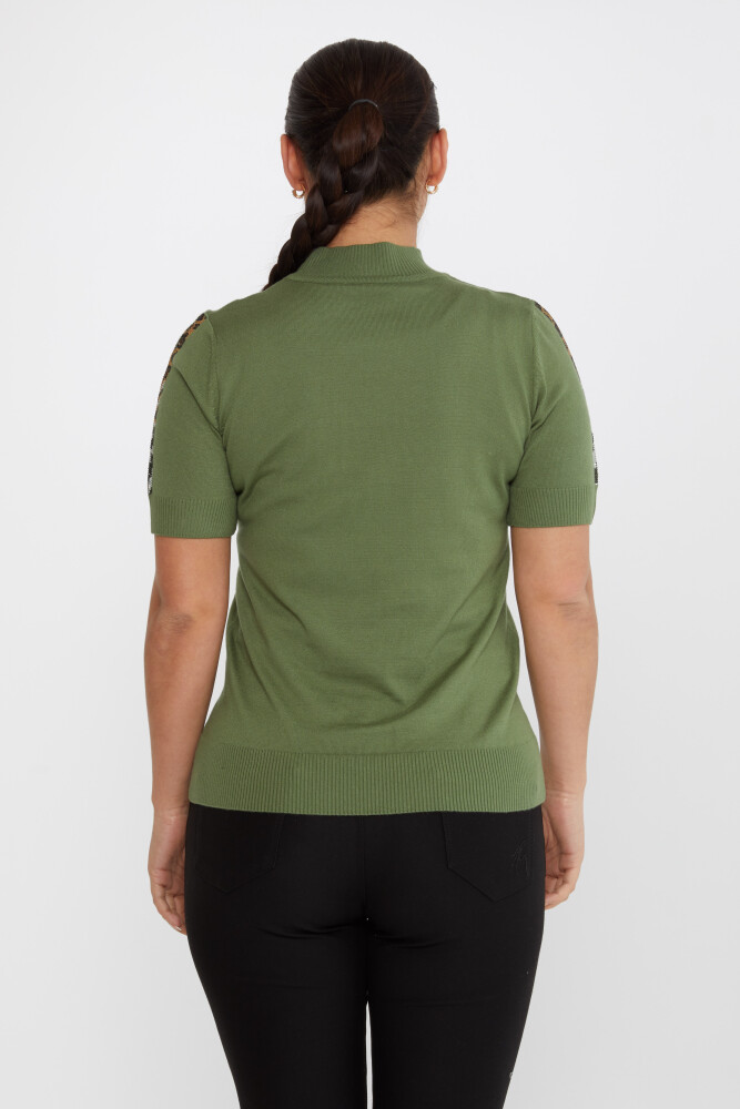 Maglione in maglia leopardato ricamato in pietra cachi - 31623 | KAZEE (Set di 4 M-L-XL-2XL) - 5