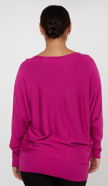 Maglione in Maglia Manica a Pipistrello Fucsia - 30675 | KAZEE (Set di 4 L-XL-2XL-3XL) - 5