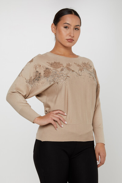 Maglione in Maglia Ricamato Beige - 30925 | KAZEE (Set di 4 M-L-XL-2XL) - 2