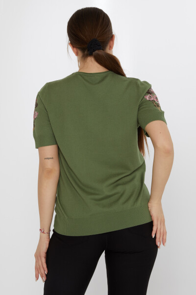 Maglione in maglia ricamato floreale color cachi - 31725 | KAZEE (Set di 3 L-XL-2XL) - 5