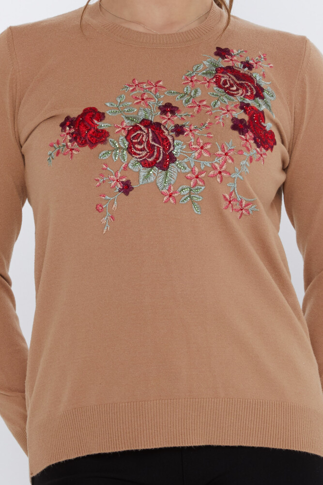 Maglione in maglia ricamato rosa cammello - 31377 | KAZEE (Set di 3 L-XL-2XL) - 3