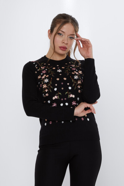 Maglione in Maglia Ricamo Colorato Nero - 31122 | KAZEE (Set di 3 M-L-XL) - Kazee