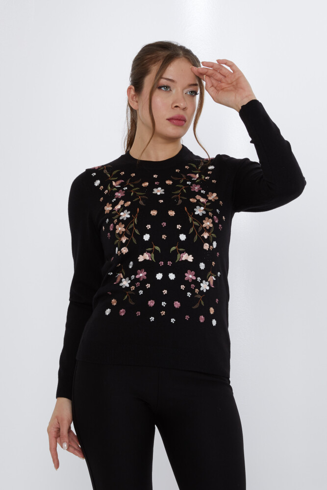 Maglione in Maglia Ricamo Colorato Nero - 31122 | KAZEE (Set di 3 M-L-XL) - 2