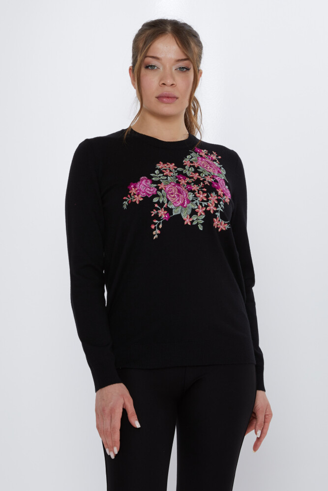 Maglione in maglia rosa ricamato nero - 31377 | KAZEE (Set di 3 L-XL-2XL) - 2