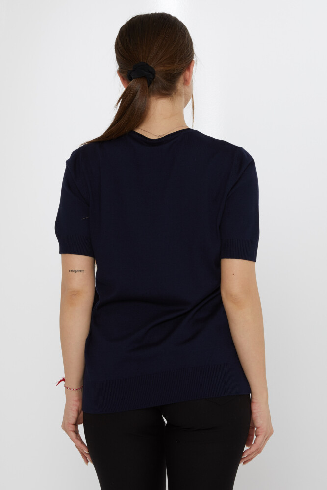 Maglione in Maglia Stone Ricamato Blu Navy - 30315 | KAZEE (Set di 3 L-XL-2XL) - 5