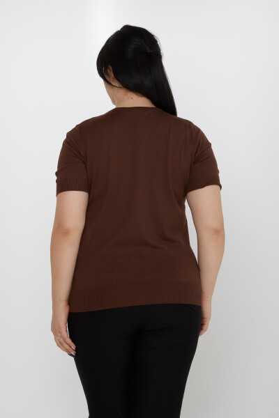 Maglione in Maglia Stone Ricamato Caffè - 31773 | KAZEE (Set di 3 XL-2XL-3XL) - 4