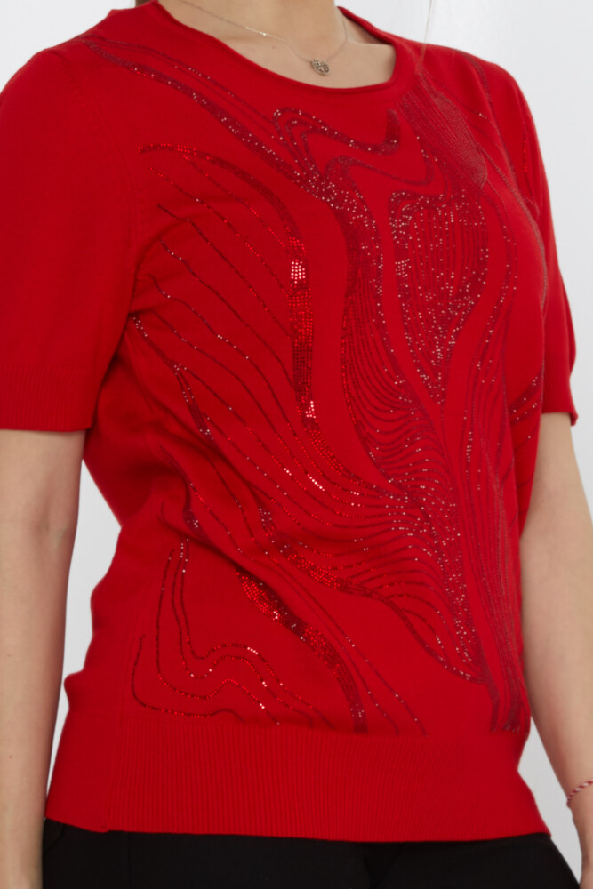 Maglione in Maglia Stone Ricamato Rosso - 30315 | KAZEE (Set di 3 L-XL-2XL) - 4