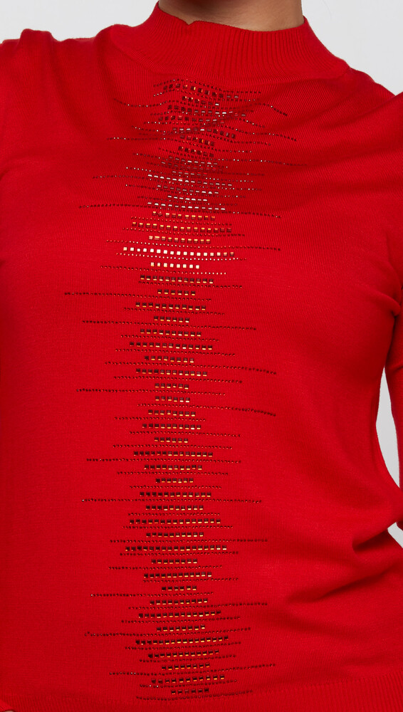 Maglione in Maglia Stone Ricamato Rosso - 30556 | KAZEE (Set di 3 S-M-L) - 3