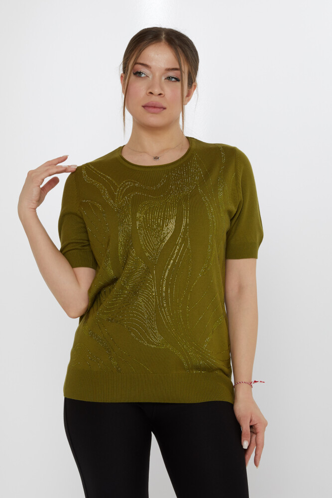 Maglione in Maglia Stone Ricamato Verde Scuro - 30315 | KAZEE (Set di 3 L-XL-2XL) - 2