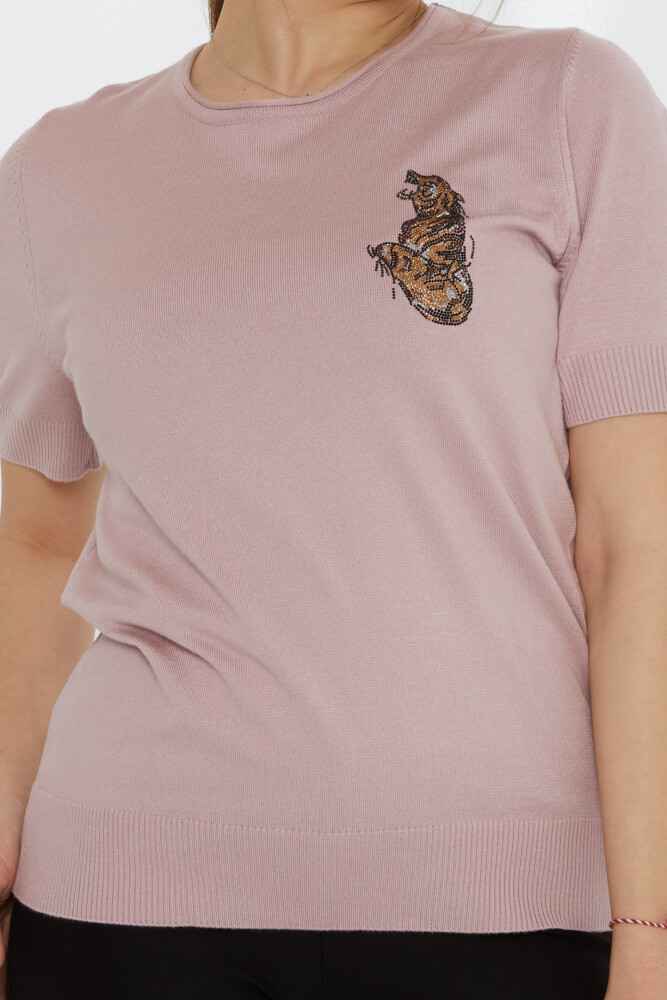 Maglione in Maglia Tiger Stone Ricamato Cipria - 31596 | KAZEE (Set di 3 M-L-XL) - 3