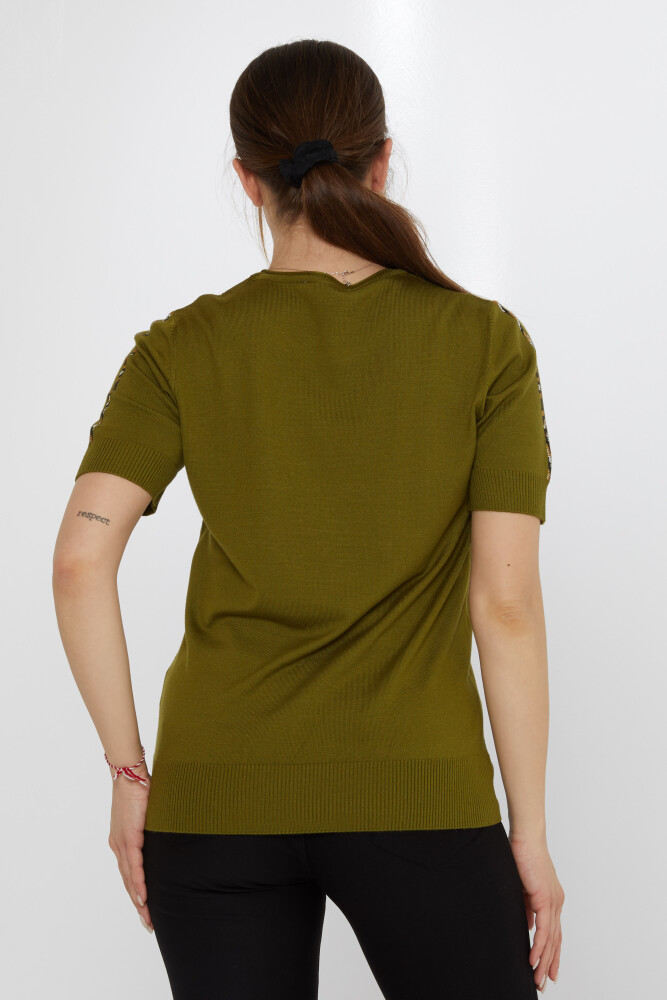 Maglione in Maglia Tiger Stone Ricamato Verde Scuro - 31596 | KAZEE (Set di 3 M-L-XL) - 5