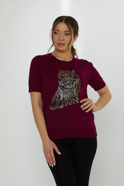 Maglione in maglia Tiger Stone ricamato viola - 31825 | KAZEE (Set di 3 L-XL-2XL) - 2