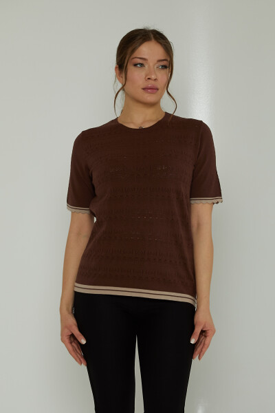 Maglione in Maglia Traforato Marrone - 31762 | KAZEE (Set di 3 M-L-XL) 