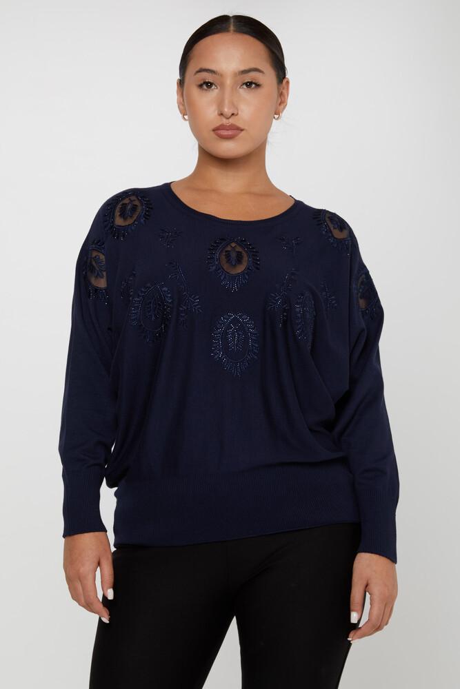 Maglione in Maglia Tulle Blu Navy - 30902 | KAZEE (Set di 4 L-XL-2XL-3XL) - 1