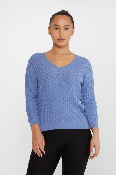 Maglione lavorato a maglia Modellato Blu - 31247 | KAZEE (Set di 3 M-L-XL) - 2