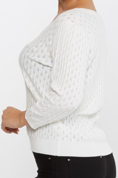 Maglione lavorato a maglia Modellato Ecrù - 31247 | KAZEE (Set di 3 M-L-XL) - 4