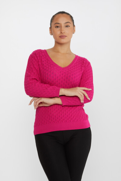 Maglione lavorato a maglia Modellato Fucsia - 31247 | KAZEE (Set di 3 M-L-XL) 