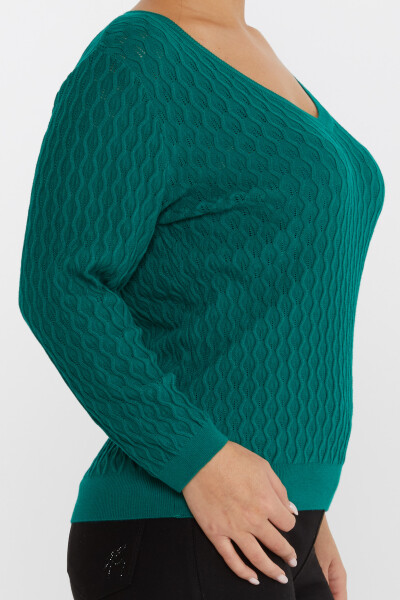 Maglione lavorato a maglia Modellato Verde - 31247 | KAZEE (Set di 3 M-L-XL) - 4