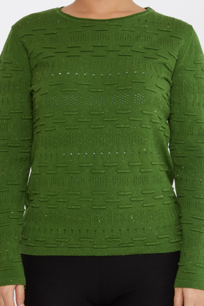 Maglione lavorato a maglia Modellato Verde - 31627 | KAZEE (Set di 3 M-L-XL) - 3
